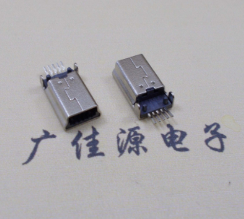 麻涌镇MINI USB公头 5pin端子贴板带柱 10.7mm体长